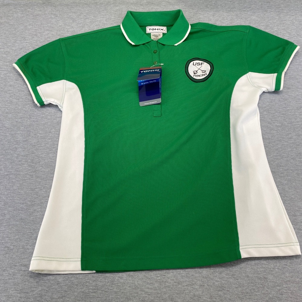Tonix Polo Shirt Womens XL Green USF Fencing Performance Short Sleeve NWT
